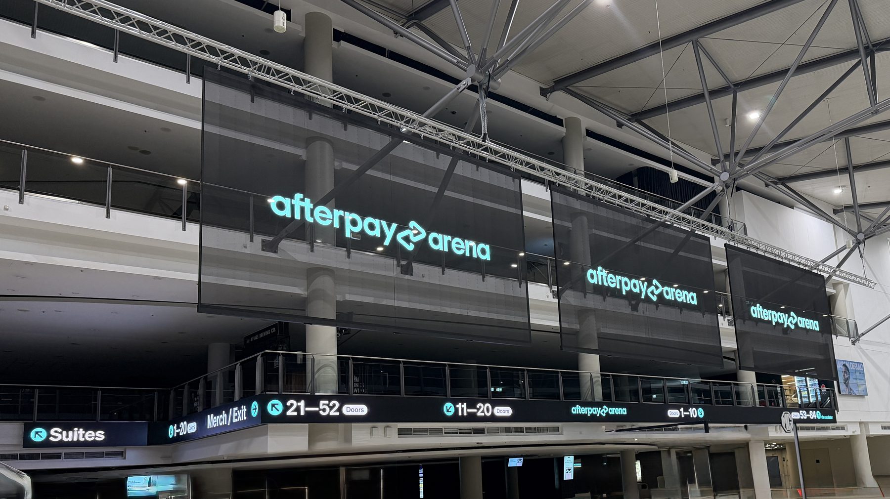 Transparent LED screen at Afterpay Arena